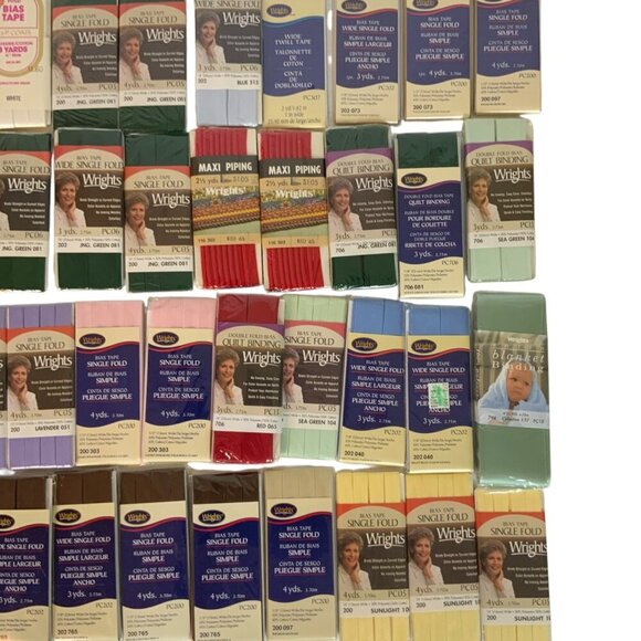 Lot Of 47 Wrights Bias Tapes Quilt Bindings Trims Assorted Colors Sizes New - Picture 5 of 9